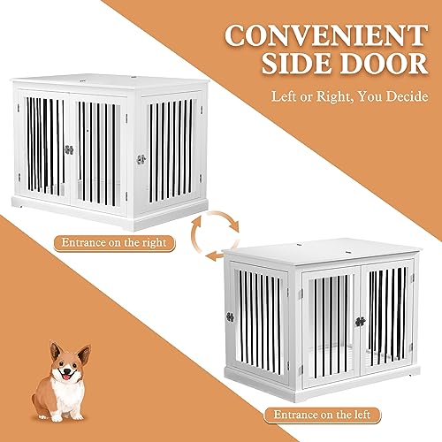 White Dog Crate Furniture with Cushion M973