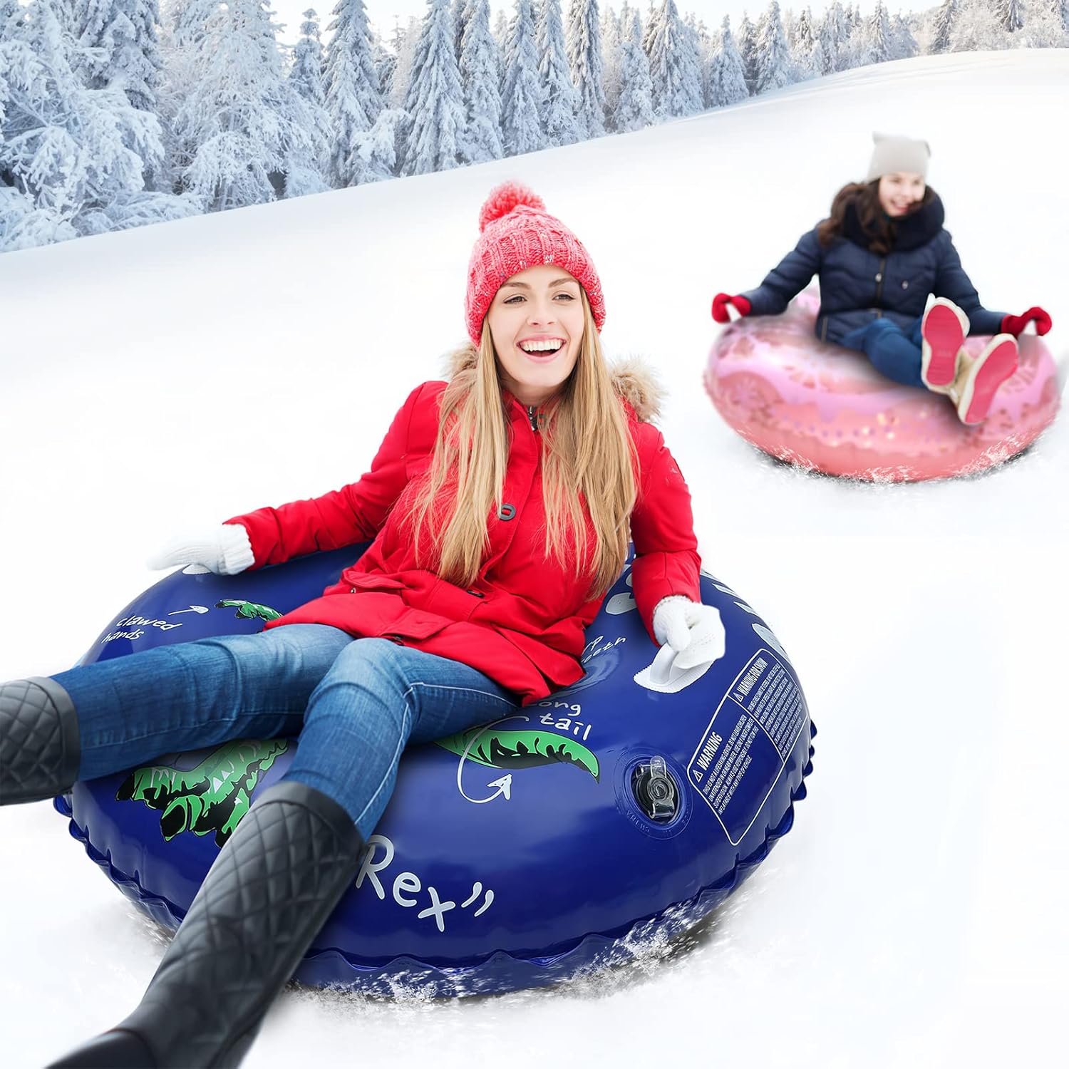 36" Heavy Duty Inflatable Snow Tube Sleds with Handle, 2-Pack V837705