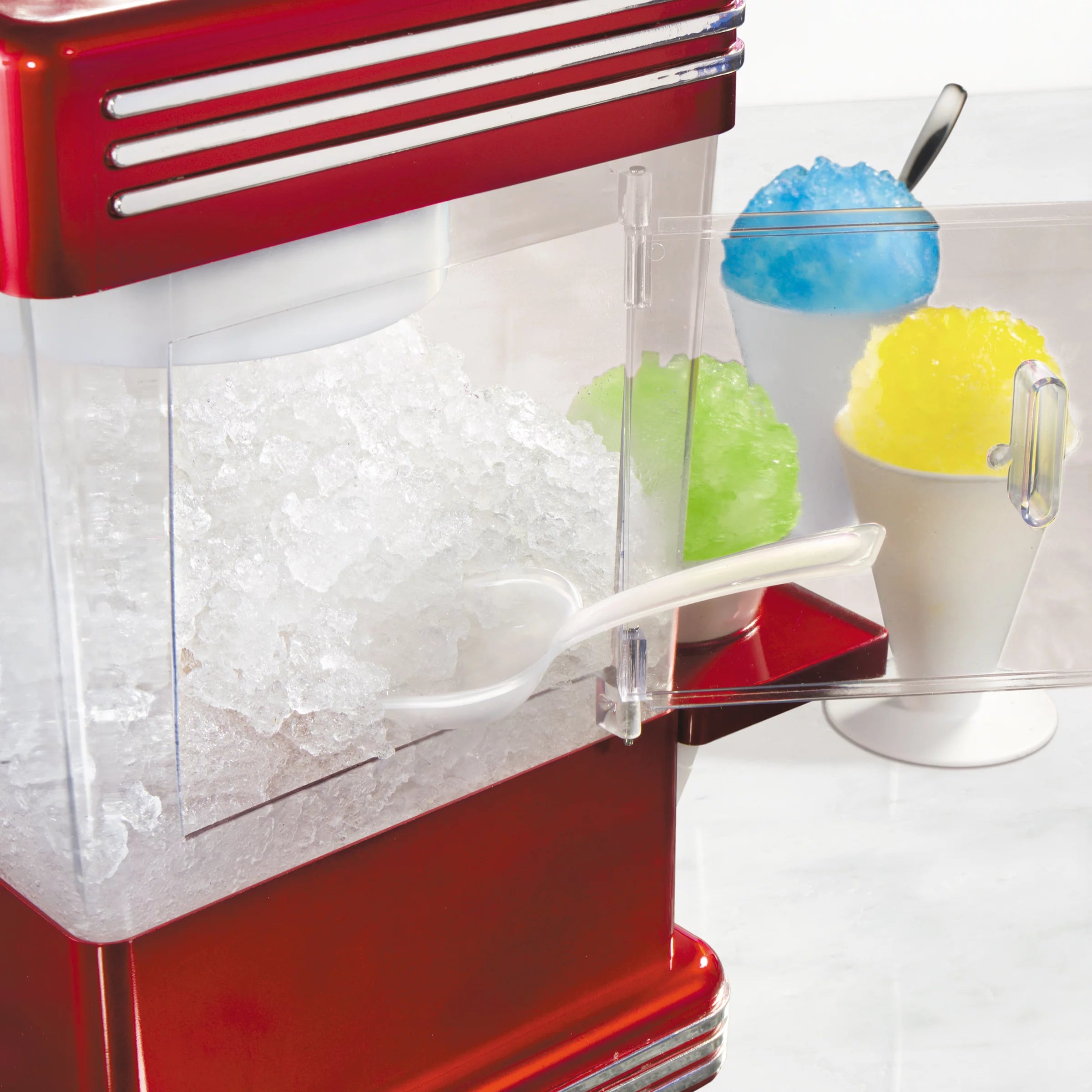 Red Snow Cone Maker with 2 Reusable Cones & Ice Scoop H4004