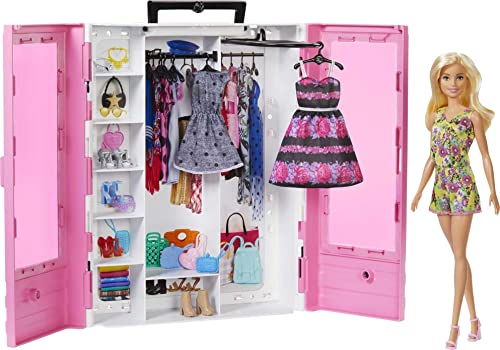 Blonde Fashion Doll & Pink Closet Playset with Clothes & 12 Accessories Z32612