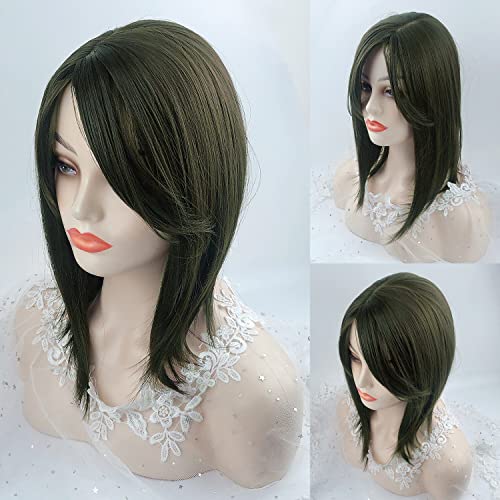 Black Brown Clip In Hair Topper With Bangs C4573