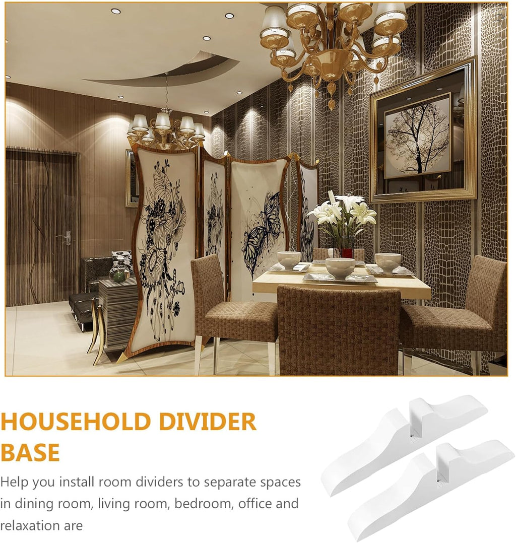 2Pcs White Wooden Room Divider Stand Feet Brackets Partition Base Support Legs W36997