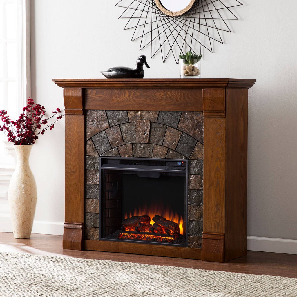 Salem Antique Oak Electric Fireplace M4796