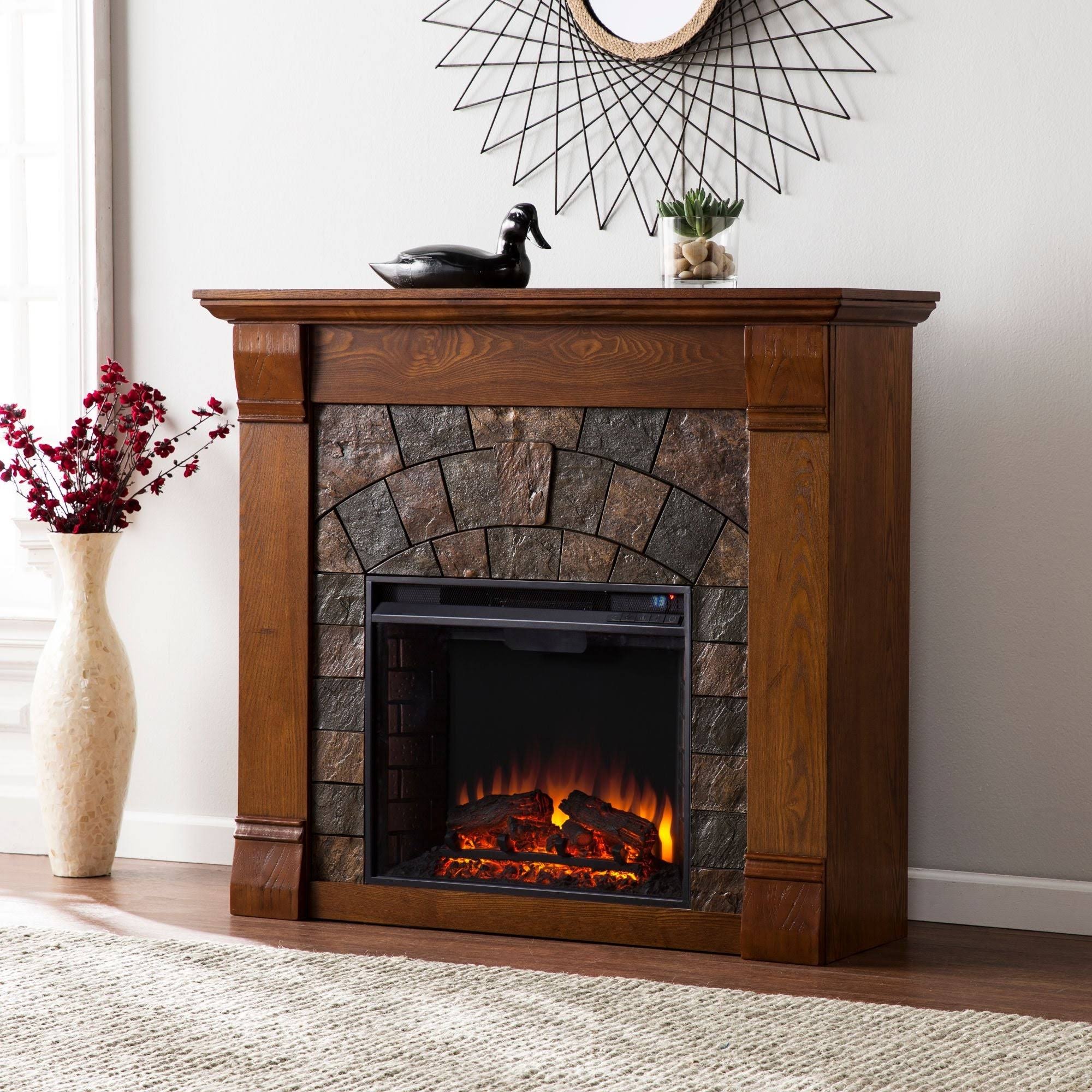 Salem Antique Oak Electric Fireplace M4796