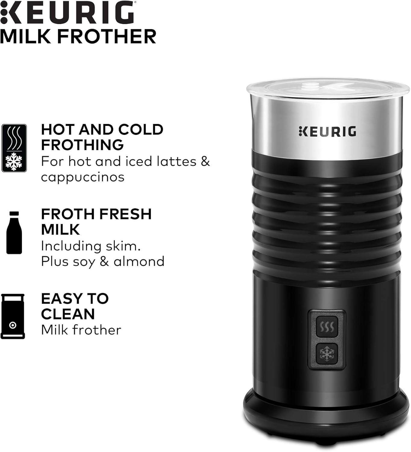 Single Serve Programmable Coffee Maker, 6 to 10 oz. Brew Sizes, Black & Standalone Frother, Hot and Cold Frothing, 6 Oz, Black R701386