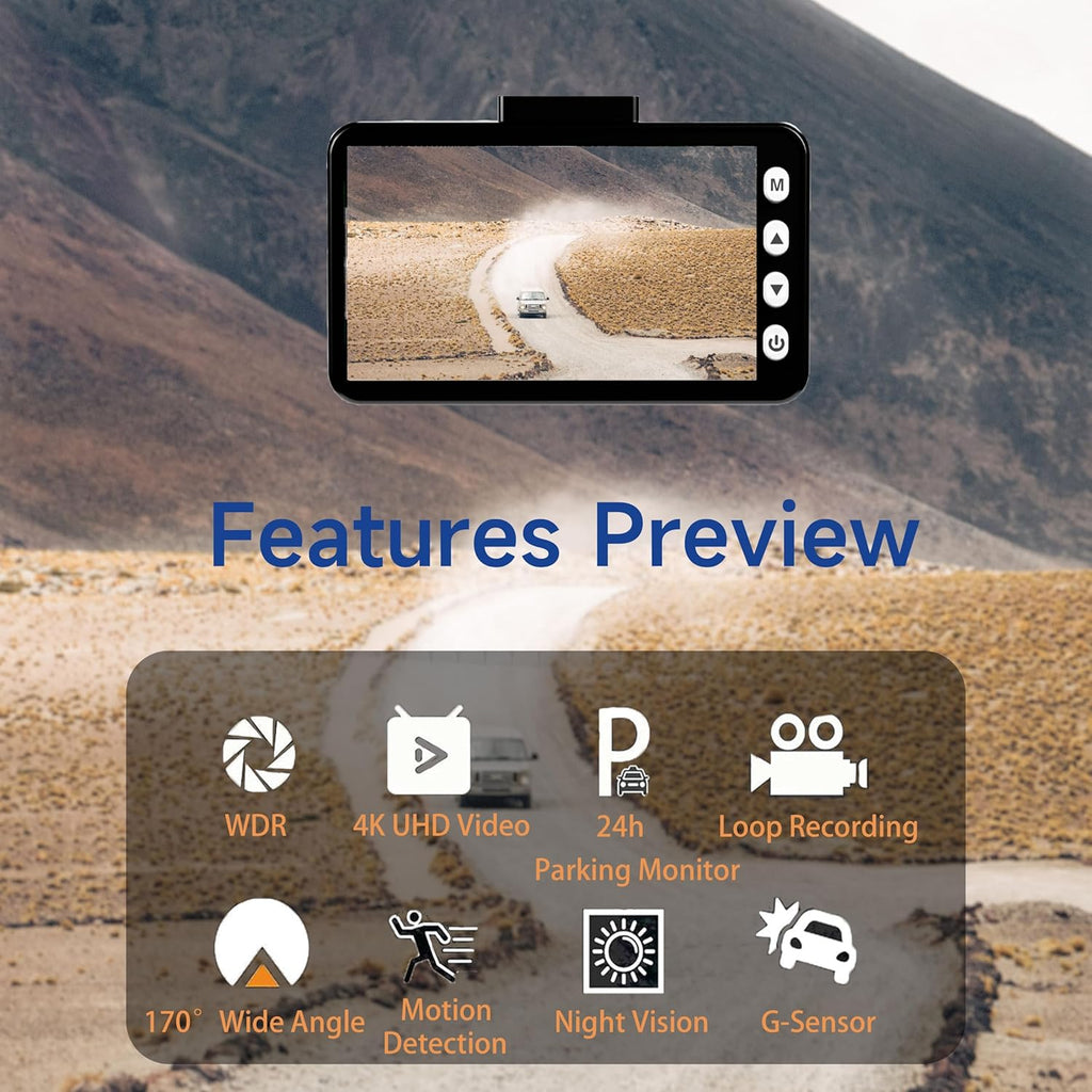 4K UHD Dash Cam with 3'' IPS Screen Y12059
