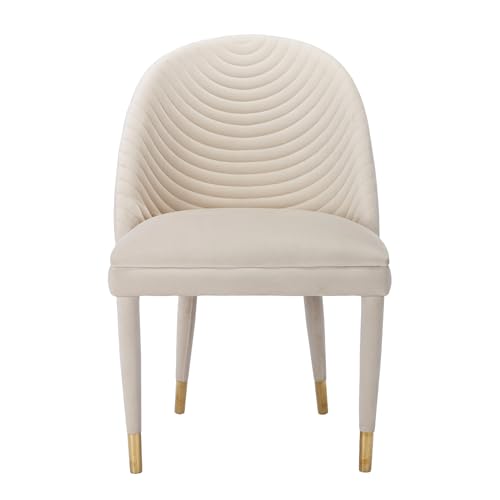 Beige Velvet Set of 2 Dining Chairs with Solid Wood Legs L33831