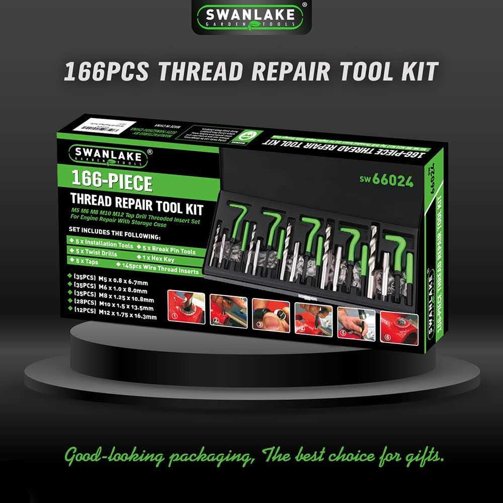166pcs Thread Repair Tool Kit, Hss Drill Helicoil Repair Kit Metric M5 M6 M8 M10 M12 K699620