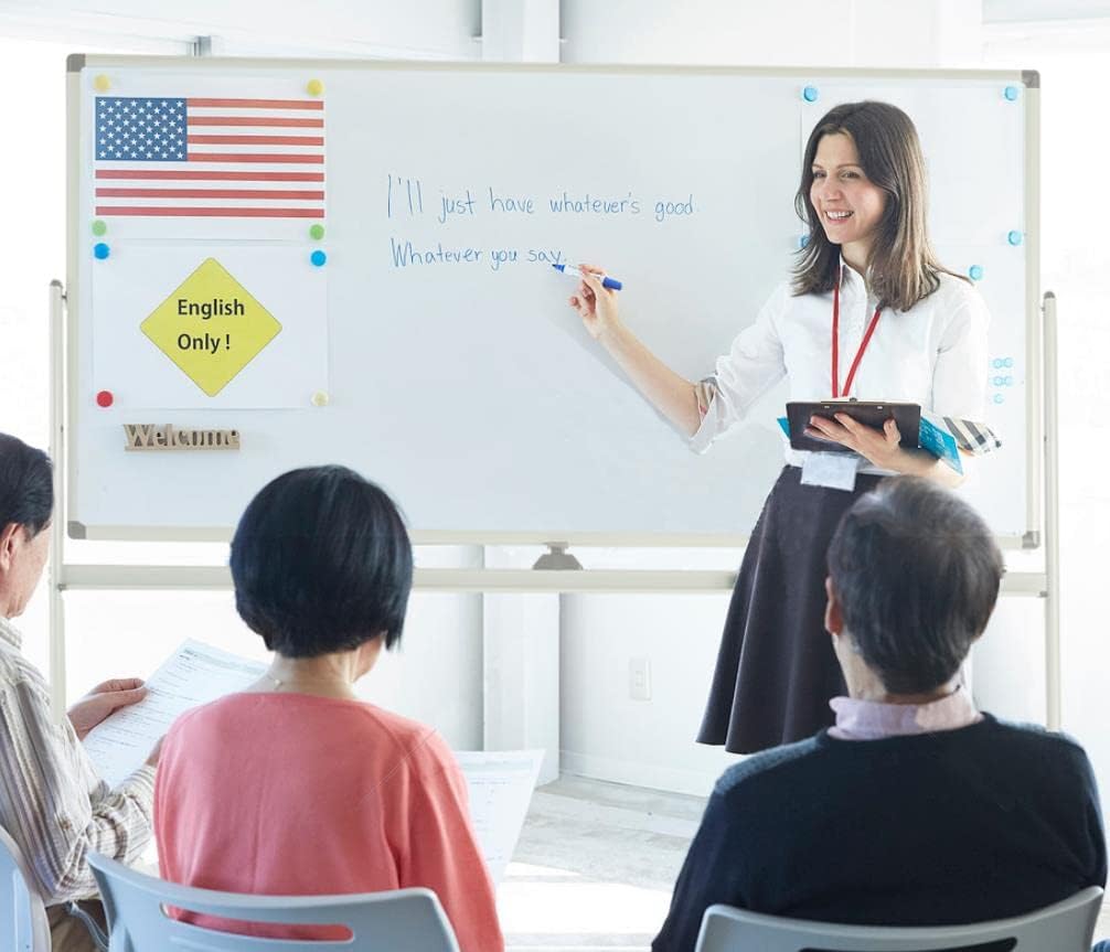 Mobile Double Sided Whiteboard 36 x 71 Inches with Aluminum White Frame Y9675