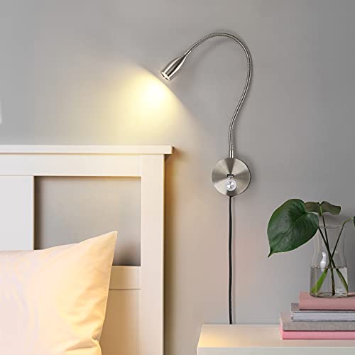 Brushed Nickel 3W LED Gooseneck Reading Light Z389267