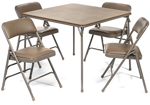 Navy Vinyl Folding Card Table and Chair Set (5pc) J707005