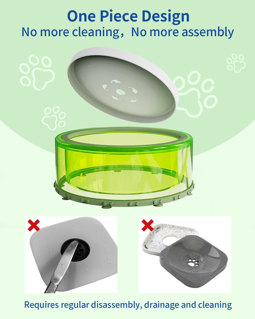 Green 2L No Spill Dog Water Bowl J62736