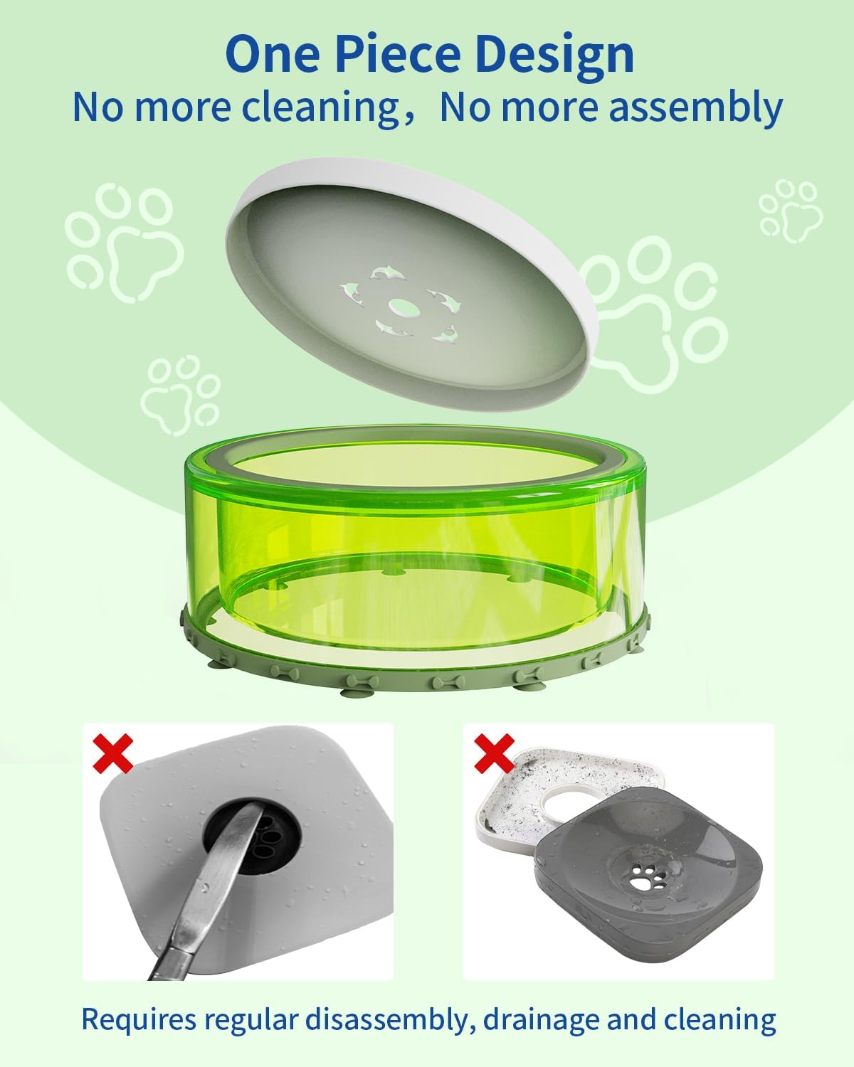 Green 2L No Spill Dog Water Bowl J62736