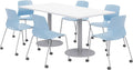White Dining Table with Sky Blue Caster Chairs K9802