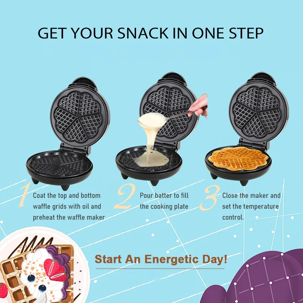 5 Heart-Shaped Waffle Maker Electric Waffle Iron C7804