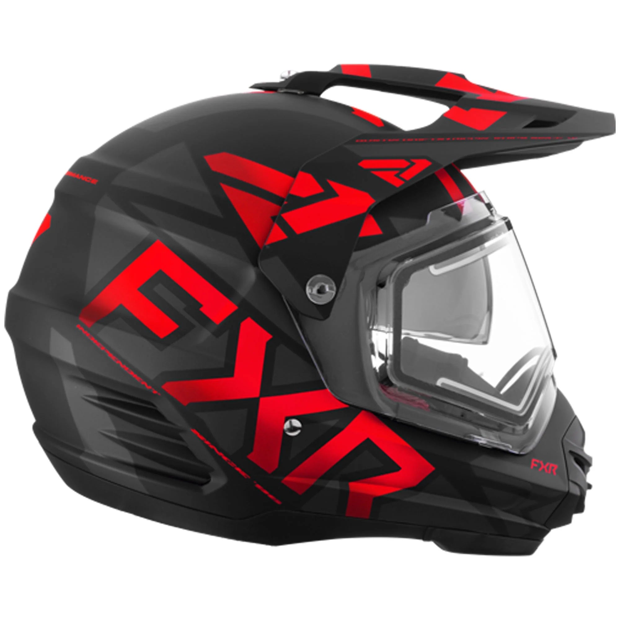 Black Red Snowmobile Helmet with Electric Shield H7232