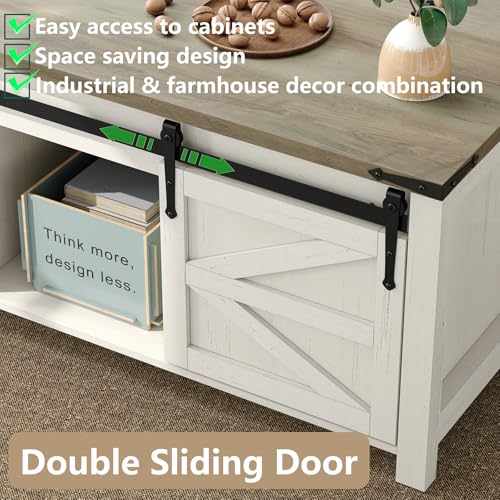 47.3'' Lift Top Coffee Table with Storage, White, Grey Top G724