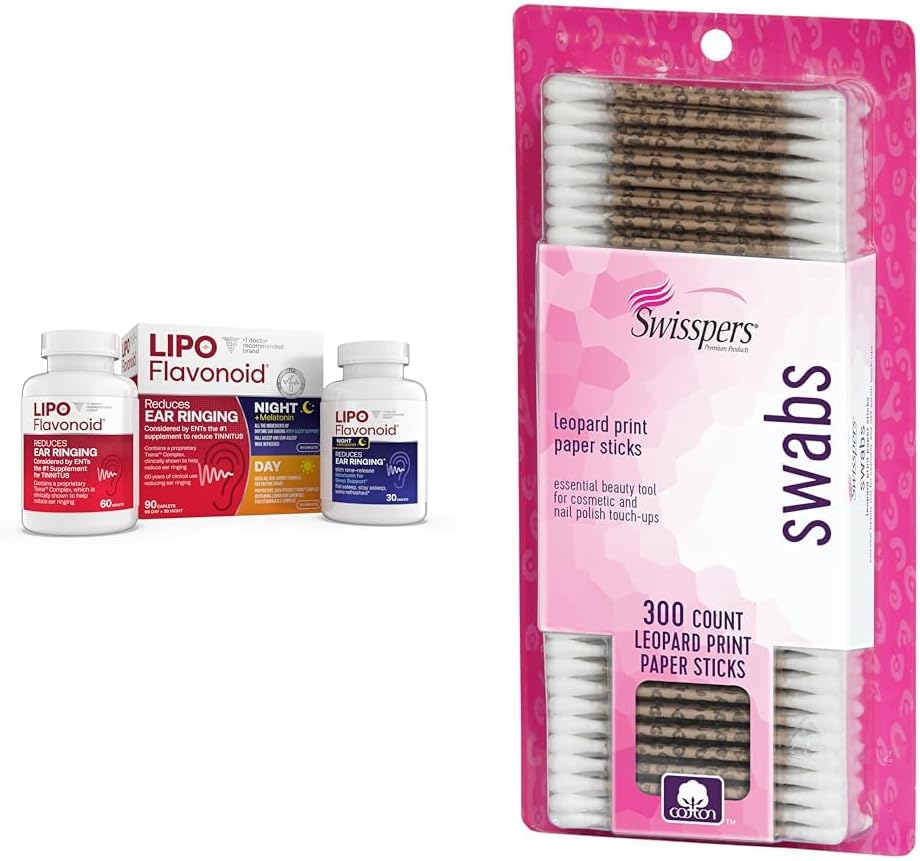 Day & Night Tinnitus Relief Combo Kit with Vitamins, 90 Caplets & Cotton Swabs, 300 Count S780279