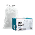 White 6 Gallon 0.7 Mil Drawstring Trash Bags W3243