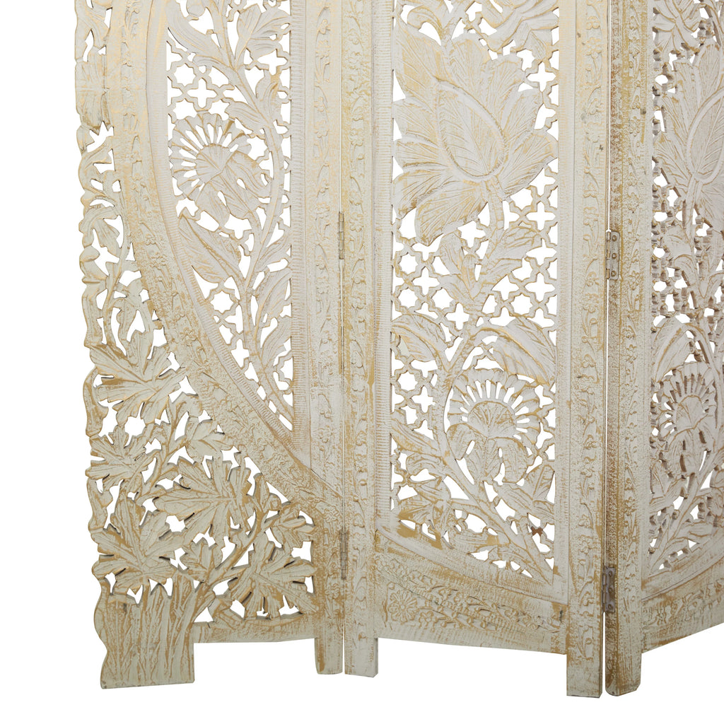 White Wood Arched 4 Panel Room Divider Screen G292