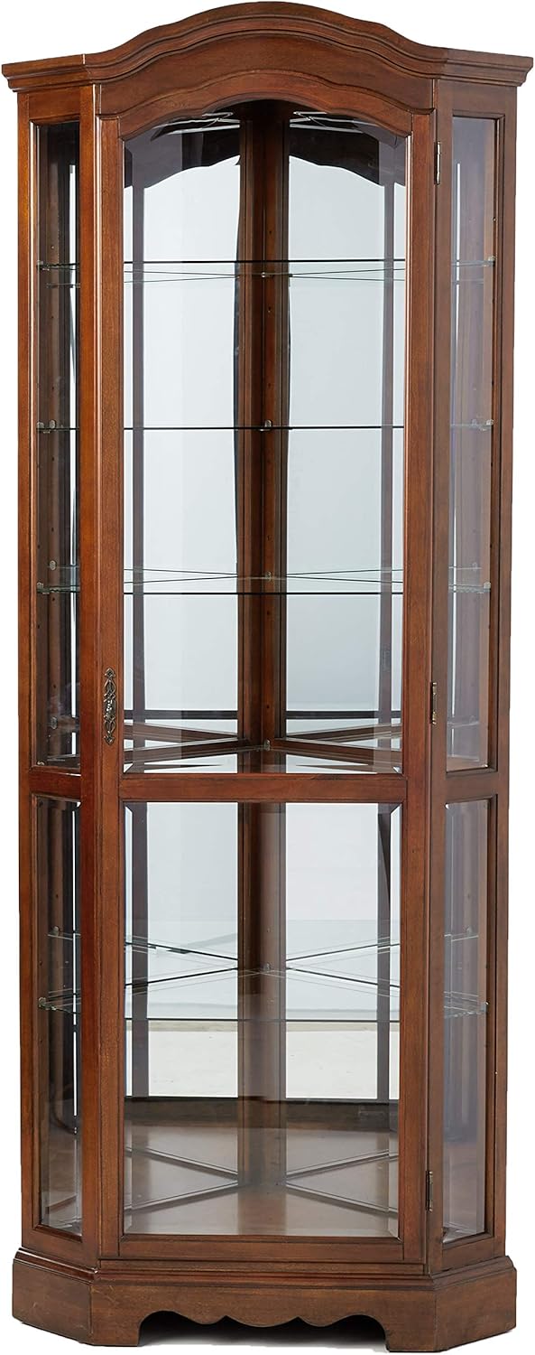Medium Brown 5-Shelf Corner Curio Cabinet U79689