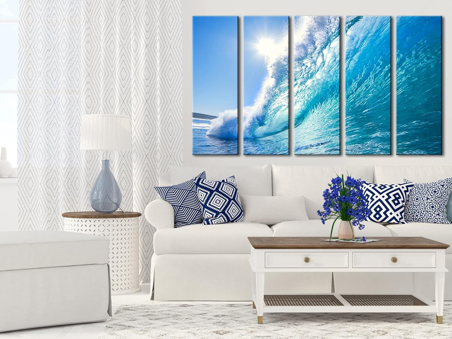 5 Piece Framed Giclee Canvas Prints Seascape Artwork W900762