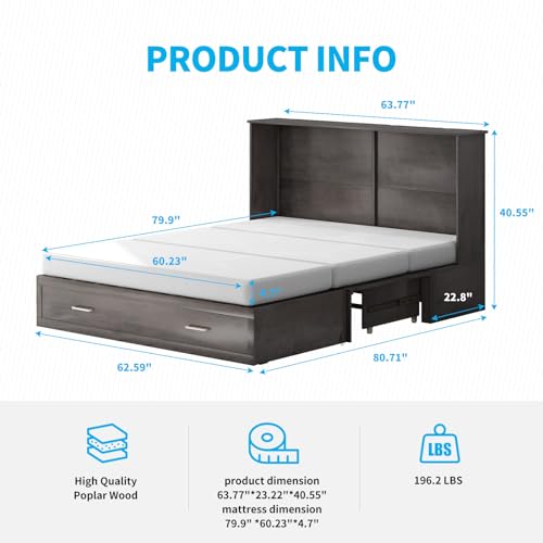 Queen Size Murphy Bed with Tri-Fold Mattress R58728