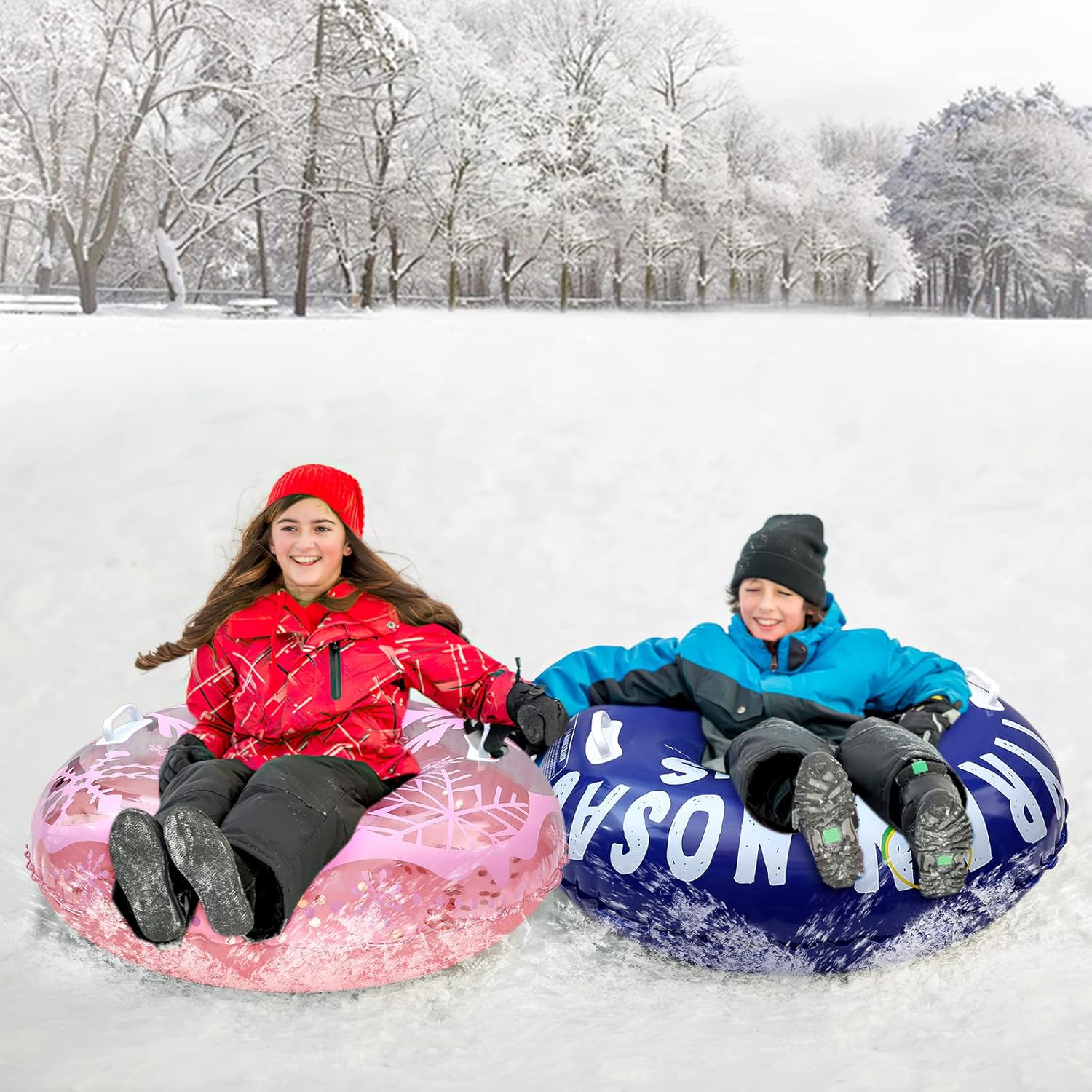 36" Heavy Duty Inflatable Snow Tube Sleds with Handle, 2-Pack V837705