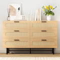 6 Drawer Natural Rattan Wood Dresser N33121