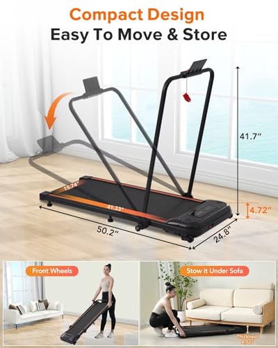 2 in 1 Folding Electric Treadmill with Remote Control C84769