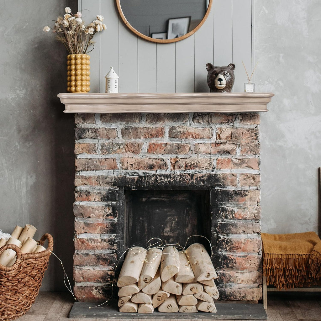Solid Rustic Wood Floating Mantel Shelves (60in, Grey) K6525