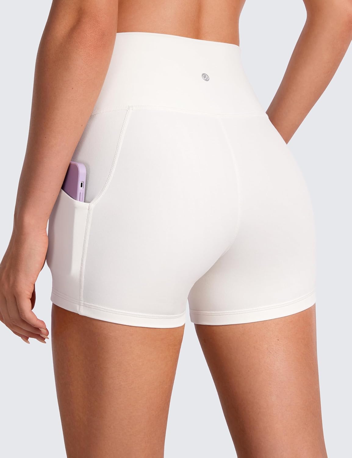 White Apricot Large 3 Inch Butterluxe Biker Shorts with Pockets R7460