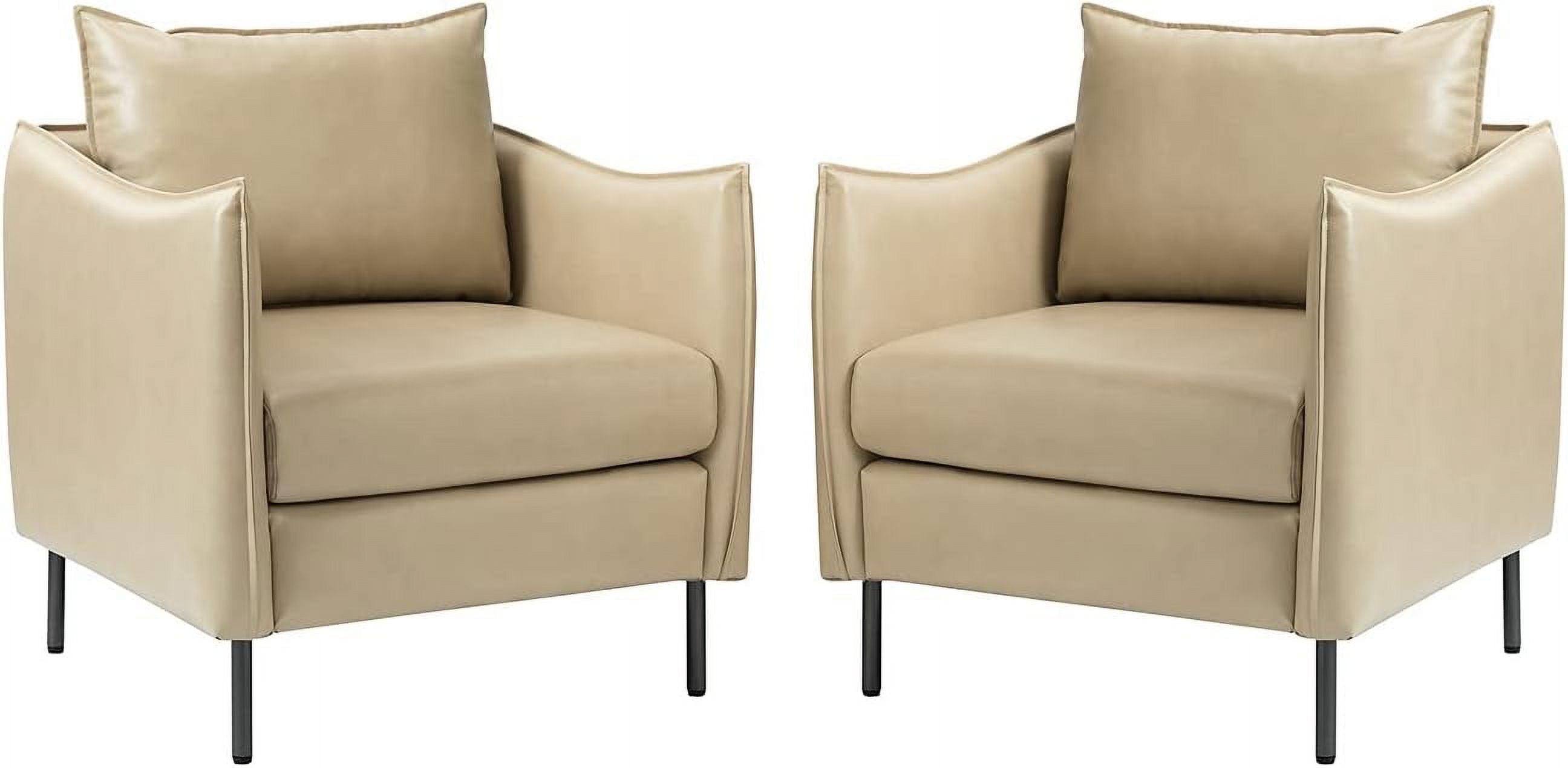 Beige Faux Leather Armchair Set Of 2 K154