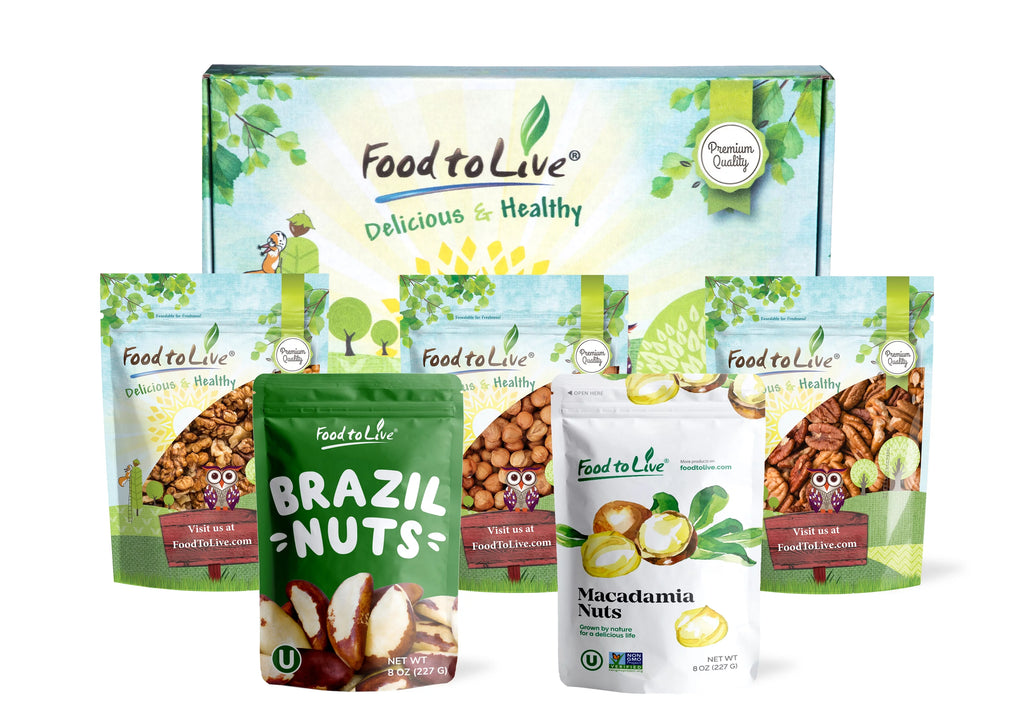 Variety Pack of Pecans, Brazil Nuts, Macadamia Nuts, Walnuts and Hazelnuts Y140422