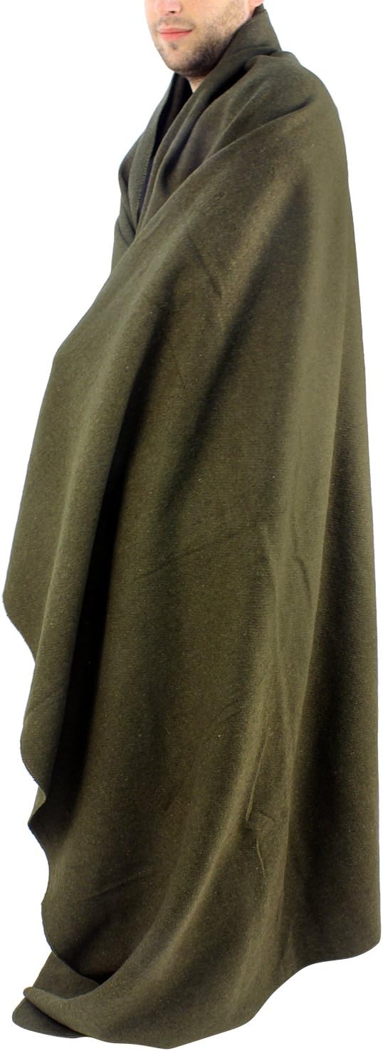 Olive Drab Green Wool Fire Retardant Blanket, 66" x 90" T69365