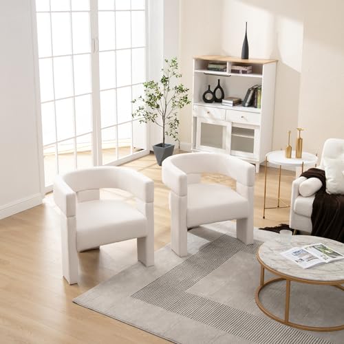 Beige Linen Barrel Accent Chair W595