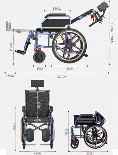 Reclining High Back Manual Wheelchair with Adjustable Leg Rest and Reversible Foot Pedal S35468