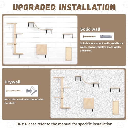 Grey Wall Mounted Cat Shelves Set of 5 U7400