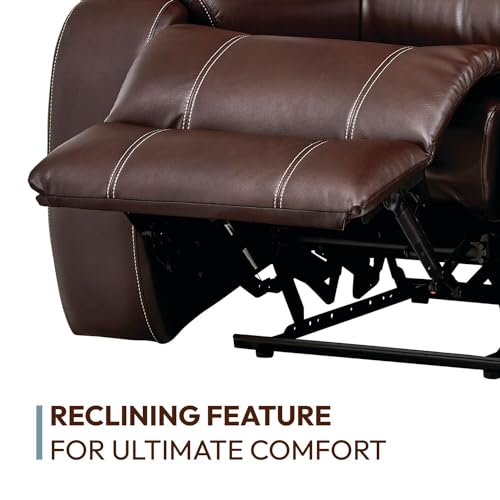 Cambridge Brown Faux Leather Double Reclining Loveseat I4587