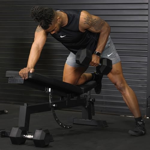 Black Rubber Coated Hex Dumbbell Pair D173911