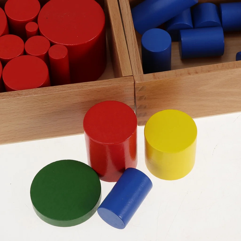 4 Sets Beechwood Montessori Knobless Cylinder Blocks Wooden Toy D600267