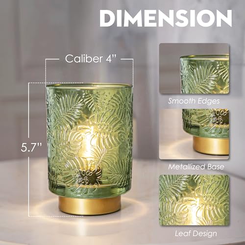 Small Battery Operated Cordless Glass Table Lamp with LED Bulb Golden Amber A293470