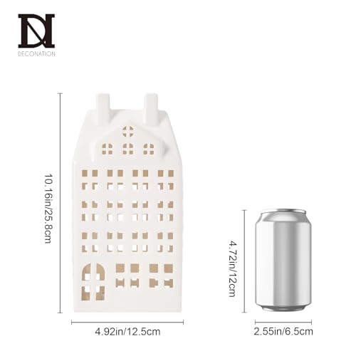 White Ceramic Christmas Village House with Lights U97315