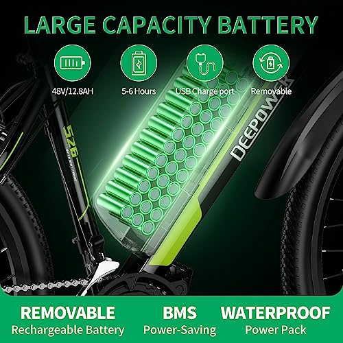 Electric Bike 500W Motor 26" x1.95 48V 12.8 AH Battery 21-Speed Gears 25MPH Lockable Fork Suspension W4662
