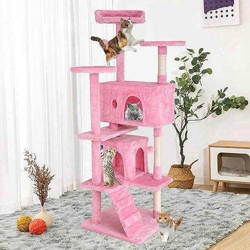 Dark Gray 70 Inches Cat Tree with Litter Box Enclosure U486