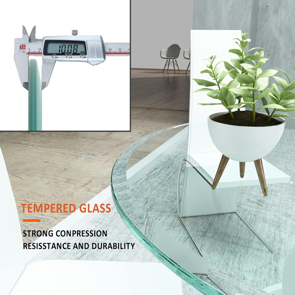 24" Round Transparent Tempered Glass Table Top 3/8" Thick Beveled Polished Edge Y69284