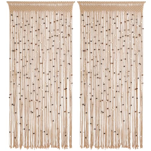Macrame Beaded Cotton Door String Curtain, 1 Panel 79" x 35" S35820
