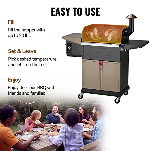 Wood Pellet Grill Smoker with PID Controller, 8-in-1 BBQ Grill, 572 sq in Cooking Area U654505