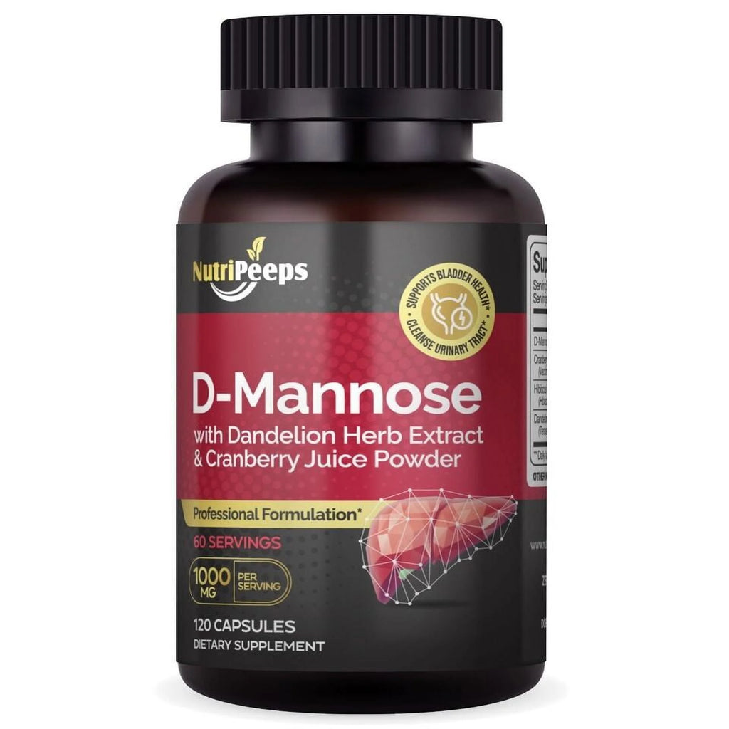 120 Capsules D-Mannose 1000mg Cranberry & Dandelion Extract V563342