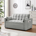 Gray Velvet Convertible Sofa Bed with Pullout Bed J8563